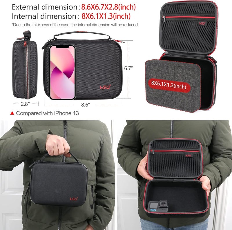 HSU Middle Protective Carrying Case for GoPro Hero 13, 12, 11, 10, 9, 8, 7, 6, 5, 4 Black and Accessories, Compact and Safe Action Camera Travel Storage Solution for Adventurers - Image 2